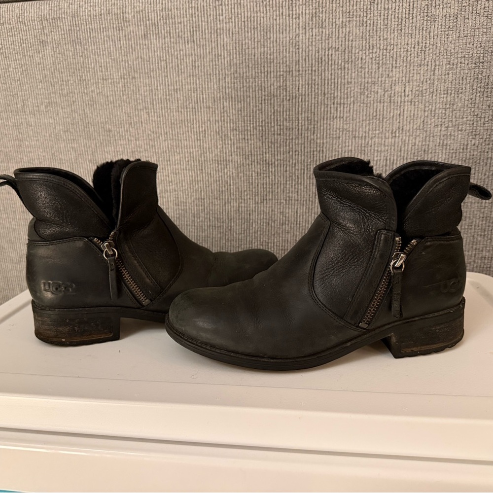 UGG Dark Leather Ankle Booties